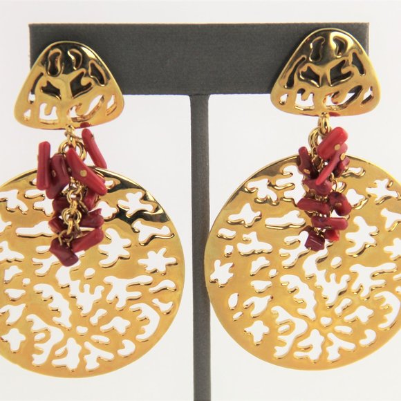 Joan Rivers Jewelry - JOAN RIVERS FX CORAL RUNWAY STATEMENT EARRINGS